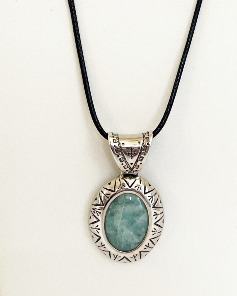 Carolyn Pollack Relios Sterling Silver Milky Aquamarine Oval Pendant Necklace